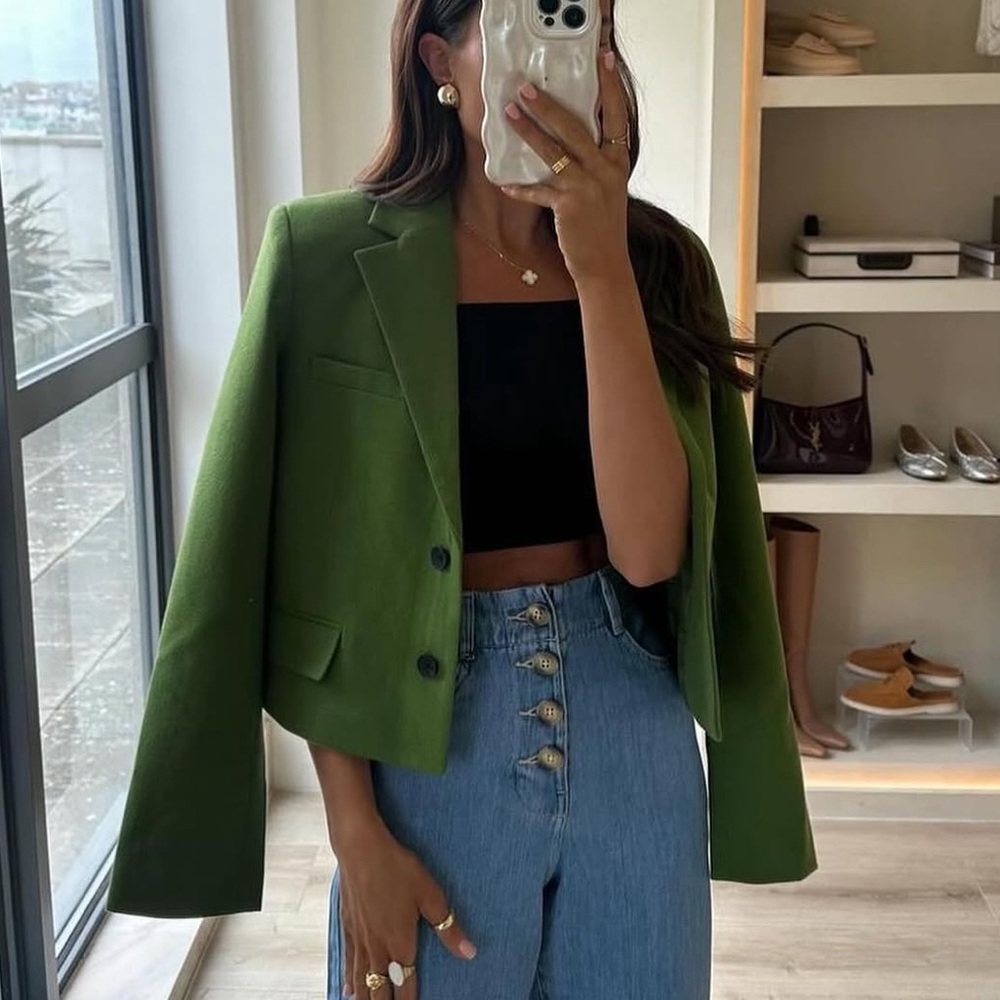 Zara green blazer jacket